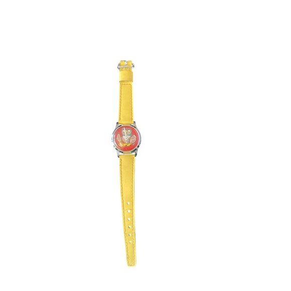 Vintage 70s Yellow Owl Watch w/ Red Dial Rega Industries Ltd 6.5\